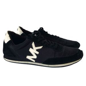 Michael Kors Sneakers Stanton Trainer Women 7.5 Black White Designer Logo Walk